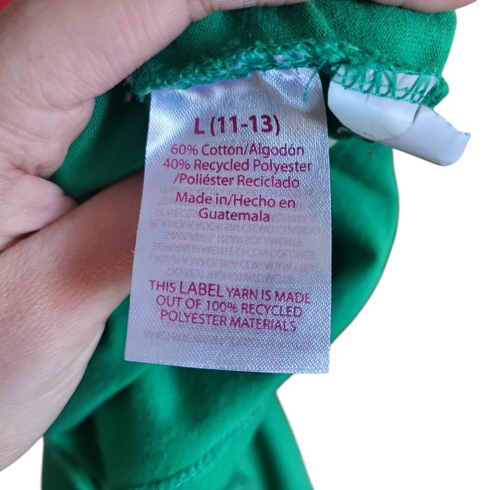 Nobo emerald green plain short sleeve tee, size large, 11-13 - Picture 4 of 5